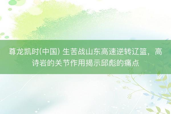 尊龙凯时(中国) 生苦战山东高速逆转辽篮，高诗岩的关节作用揭示邱彪的痛点