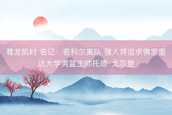 尊龙凯时 名记:若科尔离队 强人将追求佛罗里达大学男篮主帅托德·戈尔登