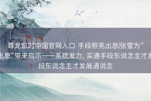 尊龙凯时中国官网入口 手段照亮出息|张雪为“手段照亮出息”带来启示——系统发力, 买通手段东说念主才发展通说念