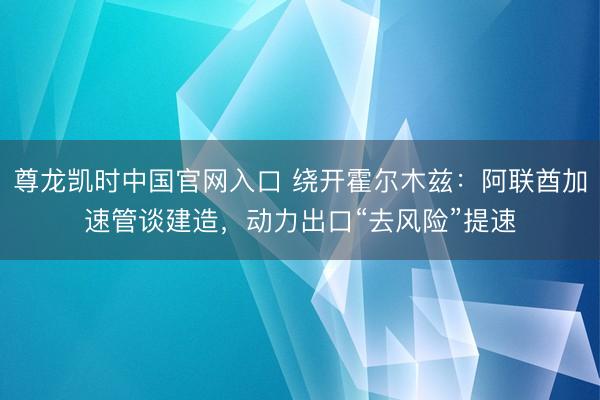 尊龙凯时中国官网入口 绕开霍尔木兹：阿联酋加速管谈建造，动力出口“去风险”提速