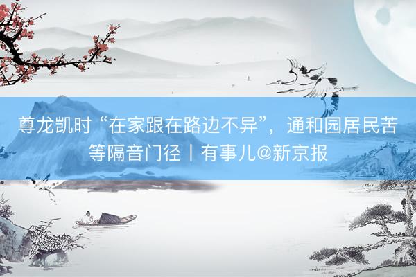 尊龙凯时 “在家跟在路边不异”，通和园居民苦等隔音门径丨有事儿@新京报