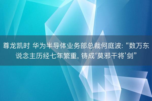 尊龙凯时 华为半导体业务部总裁何庭波: “数万东说念主历经七年繁重， 铸成‘莫邪干将’剑”