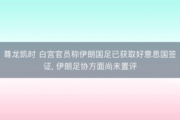 尊龙凯时 白宫官员称伊朗国足已获取好意思国签证， 伊朗足协方面尚未置评