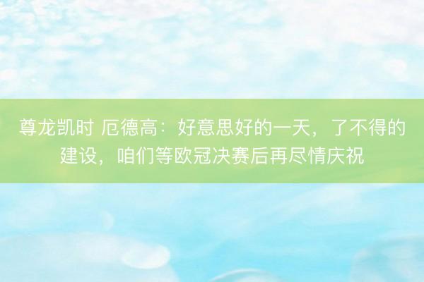 尊龙凯时 厄德高：好意思好的一天，了不得的建设，咱们等欧冠决赛后再尽情庆祝