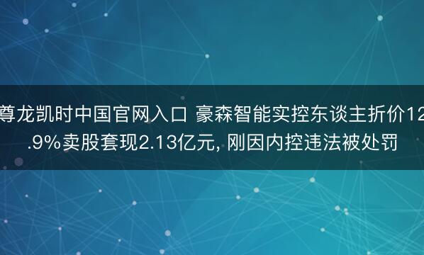 尊龙凯时中国官网入口 豪森智能实控东谈主折价12.9%卖股套现2.13亿元， 刚因内控违法被处罚