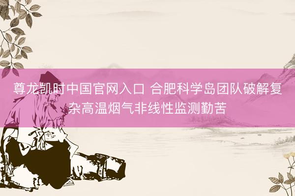 尊龙凯时中国官网入口 合肥科学岛团队破解复杂高温烟气非线性监测勤苦