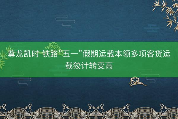 尊龙凯时 铁路“五一”假期运载本领多项客货运载狡计转变高
