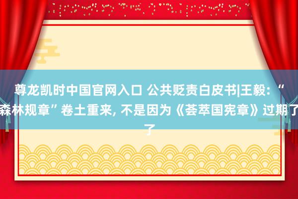 尊龙凯时中国官网入口 公共贬责白皮书|王毅: “森林规章”卷土重来， 不是因为《荟萃国宪章》过期了